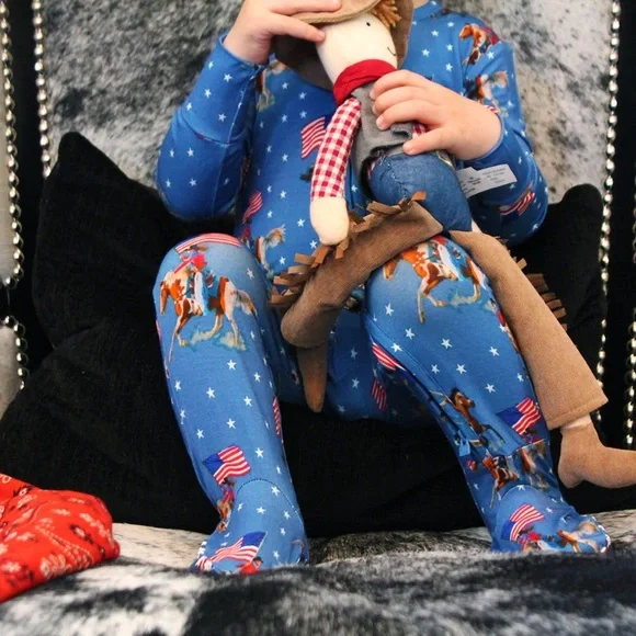 Buckaroo Baby Gallup USA rodeo footie zip up onesie - Picture 3 of 8